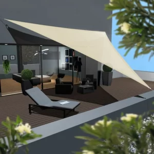 AMANKA UV Sonnensegel 7x7x7 HDPE Dreieck Sonnenschutz Überdachung Balkon Garten Beige 9