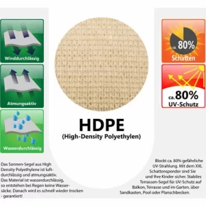 AMANKA UV Sonnensegel 7x7x7 HDPE Dreieck Sonnenschutz Überdachung Balkon Garten Beige 13