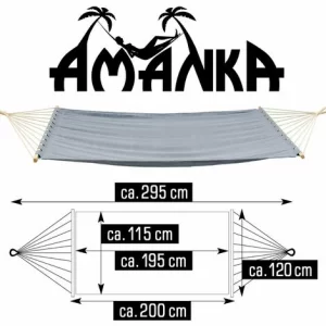 AMANKA XXL Stabhängematte 200×120 Doppelhängematte 2 Personen Garten Hängematte Grau 9