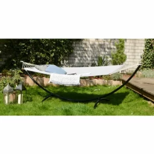 AMANKA XXL Stabhängematte 200×120 Doppelhängematte 2 Personen Garten Hängematte Grau 15