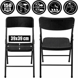 AMANKA 4 Klappstühle Bis 150kg – 50x46x83,5 Balkonstuhl – Gartenstuhl In Rattan-Optik 11