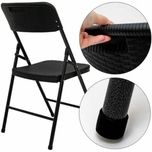 AMANKA 4 Klappstühle Bis 150kg – 50x46x83,5 Balkonstuhl – Gartenstuhl In Rattan-Optik 13