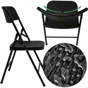 AMANKA 4 Klappstühle Bis 150kg – 50x46x83,5 Balkonstuhl – Gartenstuhl In Rattan-Optik 15