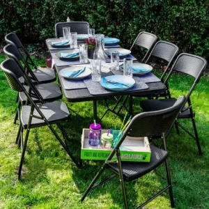 AMANKA Gartenmöbel Set In Rattan Optik – 180 Cm Tisch Mit 8 Stühlen Sitzgruppe Klappbar 9