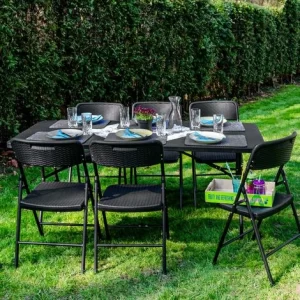 AMANKA Gartenmöbel Set In Rattan Optik – 180 Cm Tisch Mit 6 Stühlen Sitzgruppe Klappbar 9