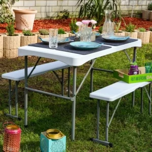 AMANKA Bierzeltgarnitur Für 4 Personen – 112 X 61 Cm Bierbank Set – Tisch Mit 2 Bänken 9