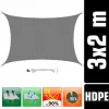 AMANKA UV Sonnensegel 3×2 HDPE Rechteckig Sonnenschutz Überdachung Garten Balkon Grau 17