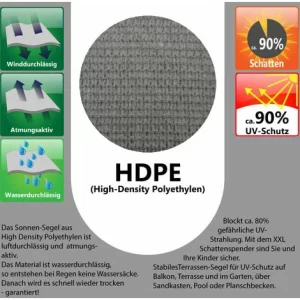 AMANKA UV Sonnensegel 7x7x7 M HDPE Dreieck Sonnenschutz Überdachung Balkon Garten Grau 13