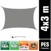 AMANKA UPF50+ UV Sonnensegel 3×4 Polyester Rechteck Wasserabweisend Garten Balkon Grau 19