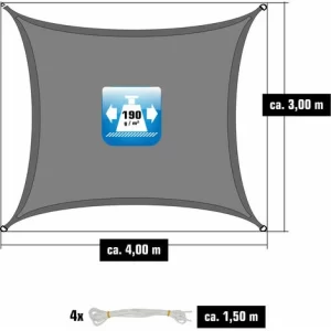 AMANKA UPF50+ UV Sonnensegel 3×4 Polyester Rechteck Wasserabweisend Garten Balkon Grau 11