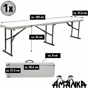 AMANKA Kunststoff Bierbank – Klappbar 182x27x43 – Sitzbank – Gartenbank Camping Bank 11
