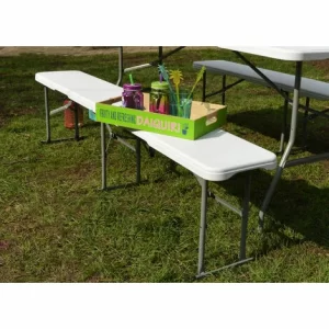 AMANKA 2x Wetterfeste Bierbank – Klappbar 182x27x43 – Kunststoff Sitzbank Klappbank Set 10