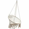 AMANKA Hängesessel Mit Kissen Bis 120 Kg – 80 Cm Korbschaukel Rund Indoor Outdoor Beige 17