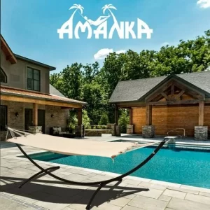AMANKA Outdoor Stabhängematte 190x80cm Garten Hängematte Mit Stange Bis100kg Beige 11