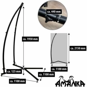 AMANKA Hängestuhlgestell Mit Hängesessel 215cm Metallgestell Bis 120kg Mit 2 Kissen 15