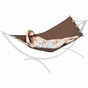 AMANKA Outdoor Stabhängematte 190x80cm Garten Hängematte Mit Stange Bis 100kg Braun 11