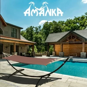 AMANKA Outdoor Stabhängematte 190x80cm Garten Hängematte Mit Stange Bis 100kg Braun 13