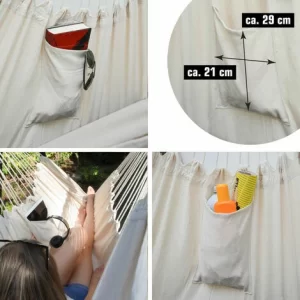 AMANKA XXL Liege Hängesessel Mit Seitenfach Und Kissen – 220x120cm Outdoor Hängematte 11