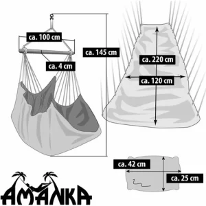 AMANKA XXL Liege Hängesessel Mit Seitenfach Und Kissen – 220x120cm Outdoor Hängematte 13