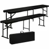 AMANKA 2x Wetterfeste Bierbank – Klappbar 183x30x43 – Rattan Look – Kunststoff Sitzbank 16