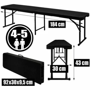 AMANKA 2x Wetterfeste Bierbank – Klappbar 183x30x43 – Rattan Look – Kunststoff Sitzbank 9