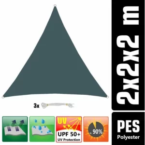 AMANKA 2x2x2 Sonnensegel Dreieckig Wasserdicht – Sonnenschutz Segel Set Mit Befestigung 9