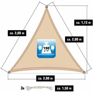 AMANKA 2x2x2 Sonnensegel Dreieckig Wasserdicht – Sonnenschutz Segel Set Mit Befestigung 11