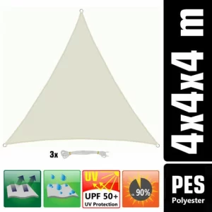 AMANKA 4x4x4 Sonnensegel Dreieckig Wasserdicht – Sonnenschutz Segel Set Mit Befestigung 9
