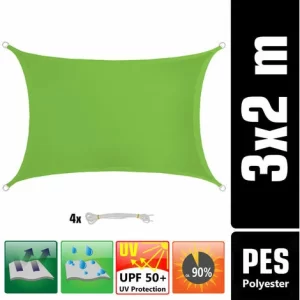 AMANKA 2x3m Sonnensegel Rechteckig Wasserdicht – Sonnenschutz Segel Set Mit Befestigung 9
