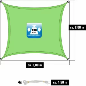 AMANKA 2x3m Sonnensegel Rechteckig Wasserdicht – Sonnenschutz Segel Set Mit Befestigung 11