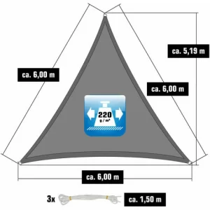 AMANKA 6x6x6 UV Sonnensegel Dreieckig Atmungsaktiv – Sonnenschutz Segel Mit Befestigung 11