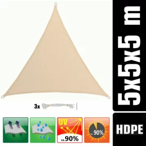 AMANKA 5x5x5 UV Sonnensegel Dreieckig Atmungsaktiv – Sonnenschutz Segel Mit Befestigung 9