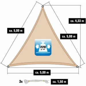 AMANKA 5x5x5 UV Sonnensegel Dreieckig Atmungsaktiv – Sonnenschutz Segel Mit Befestigung 11