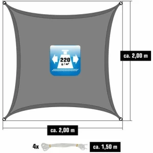 AMANKA 2×2 UV Sonnensegel Viereckig Atmungsaktiv – Sonnenschutz Segel Mit Befestigung 11