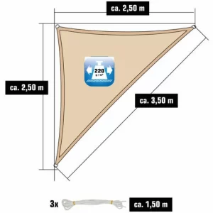 AMANKA 2,5×2,5×3,5 Sonnensegel Dreieckig Atmungsaktiv – Dreieck Segel Mit Befestigung 11