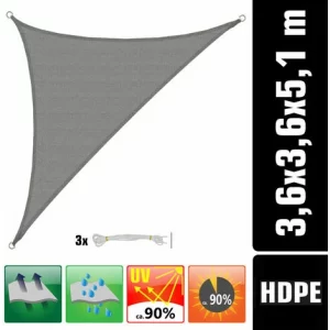 AMANKA 3,6×3,6×5,1 Sonnensegel Dreieckig Atmungsaktiv – Dreieck Segel Mit Befestigung 9