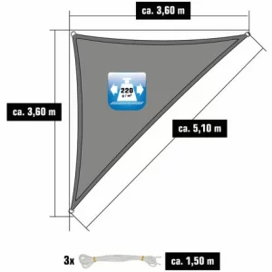 AMANKA 3,6×3,6×5,1 Sonnensegel Dreieckig Atmungsaktiv – Dreieck Segel Mit Befestigung 11