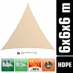 AMANKA 6x6x6 UV Sonnensegel Dreieckig Atmungsaktiv – Sonnenschutz Segel Mit Befestigung 9