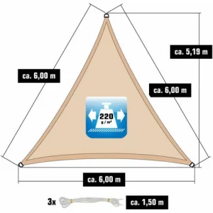 AMANKA 6x6x6 UV Sonnensegel Dreieckig Atmungsaktiv – Sonnenschutz Segel Mit Befestigung 11