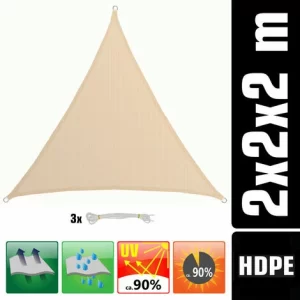 AMANKA 2x2x2 UV Sonnensegel Dreieckig Atmungsaktiv – Sonnenschutz Segel Mit Befestigung 9
