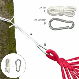 AMANKA Hängematten Befestigung Bis 160kg – Mit Karabiner Und Seilen 9