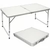 AMANKA Klappbarer Stabiler Campingtisch 120x60x70cm Höhenverstellbar Tragbar Kofferformat Aluminium Hell Grau 19