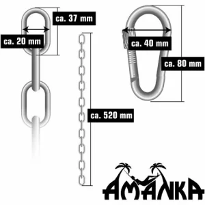 AMANKA 2 X 230kg Hängesessel Kette – 50cm Aufhängung 2 Karabiner – Schaukel Hängematte 15