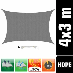 AMANKA 3×4 UV Sonnensegel Rechteckig Atmungsaktiv – Sonnenschutz Segel Mit Befestigung 9