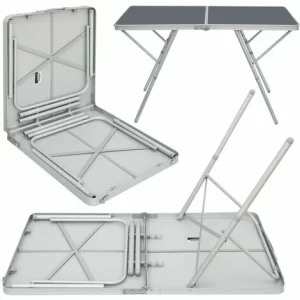 AMANKA Standfester Aluminium Campingtisch 120x60x70cm Stabiler Klapptisch Alu-Falttisch 11