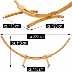 AMANKA XL Hängematten Gestell 325cm Outdoor Holzgestell 2 Personen Garten Ständer Holz 9