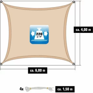 AMANKA 4×6 UV Sonnensegel Rechteckig Atmungsaktiv – Sonnenschutz Segel Mit Befestigung 11