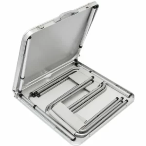 AMANKA Klappbarer Höhenverstellbarer Campingtisch 120x60x70cm Inkl. 4 Falthocker Campingtischset Kofferformat 9