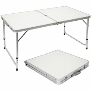 AMANKA Klappbarer Höhenverstellbarer Campingtisch 120x60x70cm Inkl. 4 Falthocker Campingtischset Kofferformat 11