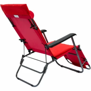 AMANKA Campingstuhl Liegestuhl Freizeitliege Sonnenliege Strandliege Campingliege Klappliege Liege Incl. Auflage 178cm Rot 15